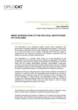Brief introduction to the political institutions of Catalonia