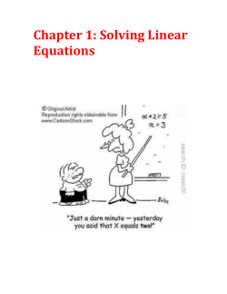 Chapter 1: Solving Linear Equations