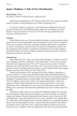 James Madison: A Tale of Two Presidencies