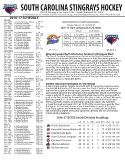 Game Notes - South Carolina Stingrays