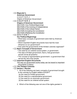 Magruder`s American Government C H A P T E R  2 Origins of