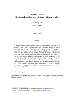 The people next door Housing and neighbourhood in Ottoman
