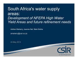 South Africa`s water supply areas