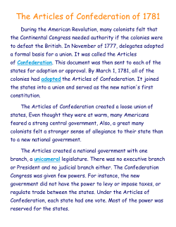 The Articles of Confederation of 1781