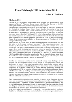 From Edinburgh 1910 to Auckland 2010 Allan K. Davidson