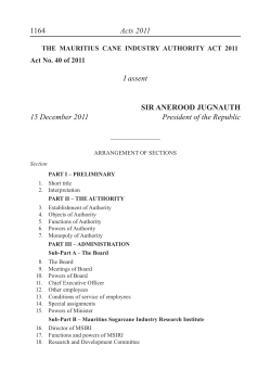 The Mauritius Cane Industry Authority Act 2011