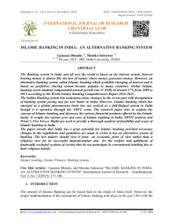 ISLAMIC BANKING IN INDIA: AN ALTERNATIVE BANKING SYSTEM