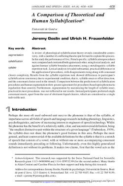 A Comparison of Theoretical and Human Syllabification