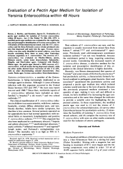 Evaluation of a Pectin Agar Medium for Isolation of Yersinia
