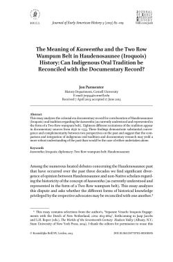 The Meaning of Kaswentha and the Two Row Wampum Belt in