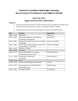 National Consultative Stakeholders Meeting Success Factors for