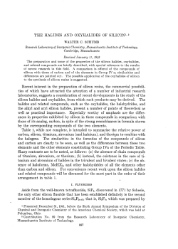 THE HALIDES AND OXYHALIDES OF SILICOK192 Recent interest