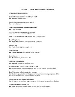 CHAPTER &ndash; 1 FOOD : WHERE DOES IT COME FROM