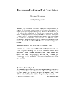 Erasmus and Luther: A Brief Presentation