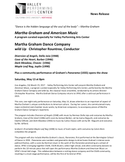 Martha Graham and American Music, A program curated especially