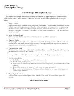 Writing Handout E-7: Descriptive Essay