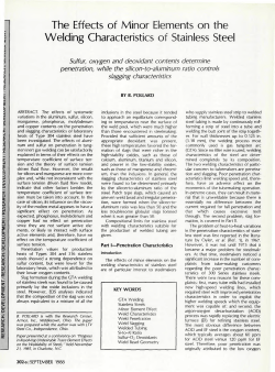 The Effects of Minor Elements on the Welding Characteristics of