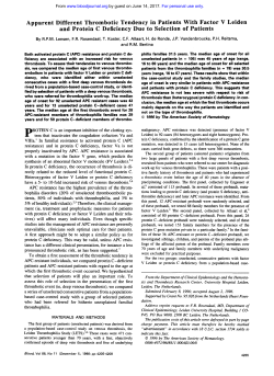 Apparent Different Thrombotic Tendency in Patients