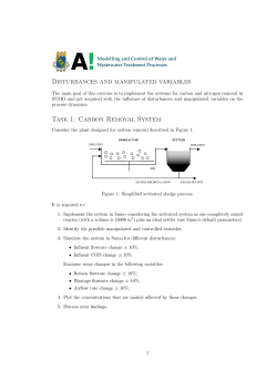 Disturbances and manipulated variables Task 1: Carbon Removal
