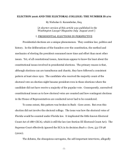 ELECTION 2016 AND THE ELECTORAL COLLEGE: THE NUMBER