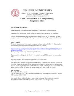 C11A : Introduction to C Programming Assignment Sheet