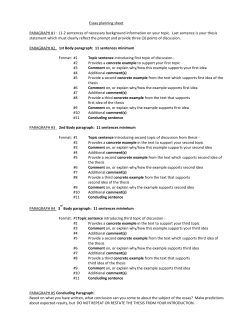 Essay planning sheet PARAGRAPH #1 : (1