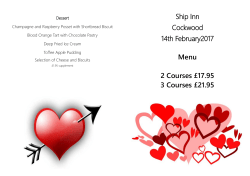 Ship Inn Cockwood 14th February2017 Menu 2 Courses &pound;17.95 3
