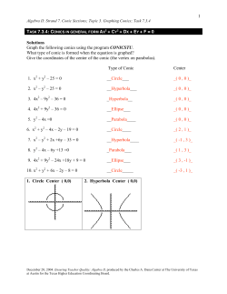 Conics in General Form Ax 2 + Cy 2 + Dx + Ey + F = 0