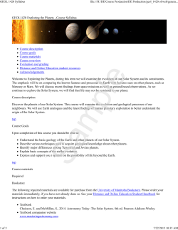 GEOL 1420 Syllabus - University of Manitoba