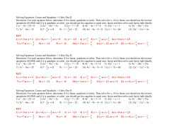 Solving Equations: Linear and Quadratic + Cubic Day II Directions