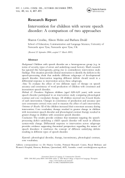 Intervention for children with severe speech disorder: A comparison