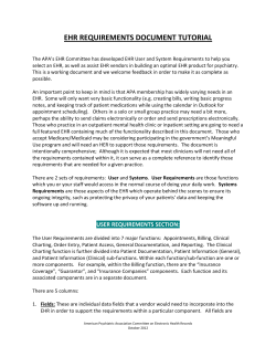 Psychiatric EHR Functionality Requirements