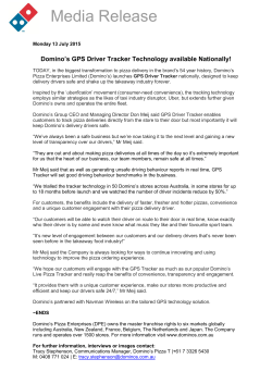 Domino`s GPS Driver Tracker Technology available