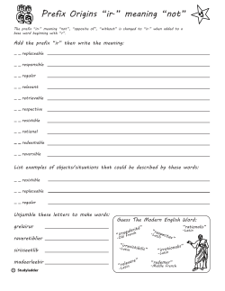 Prefix Origins ir- meaning not Year 6