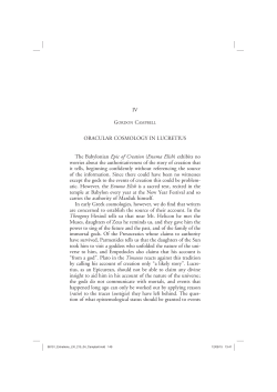 IV ORACULAR COSMOLOGY IN LUCRETIUS The Babylonian Epic