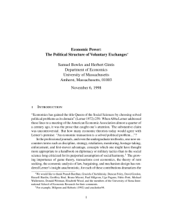 Economic Power: The Political Structure of Voluntary Exchanges