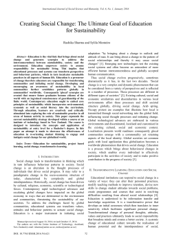 Creating Social Change: The Ultimate Goal of Education for