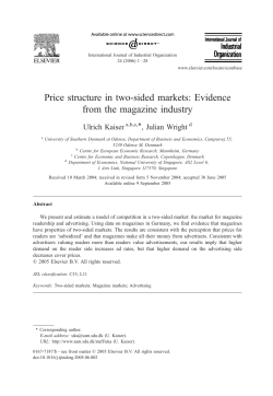 Price structure in two-sided markets: Evidence from the magazine