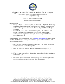 Pre-event Discussion Questions - Virginia Association for Behavior