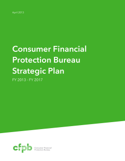 Consumer Financial Protection Bureau Strategic Plan FY 2013
