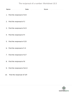The reciprocal of a number: Worksheet 10.3