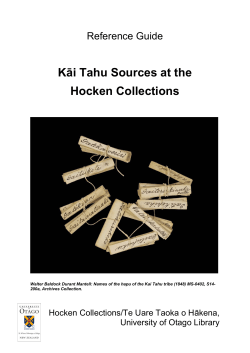 Kāi Tahu Sources at the Hocken Collections
