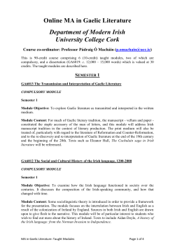 Online MA in Gaelic Literature