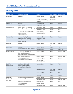sport fish consumption advisory table