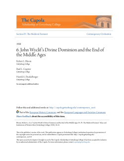 6. John Wyclif`s Divine Dominion and the End of the Middle Ages