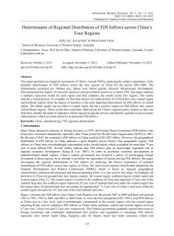Determinants of Regional Distribution of FDI Inflows