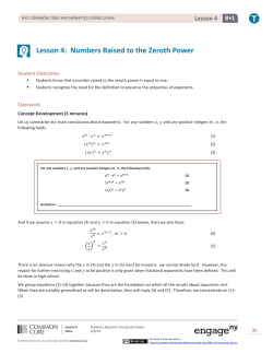 Lesson 4: Numbers Raised to the Zeroth Power