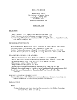 PHILLIP BARRISH Department of English The University of Texas at