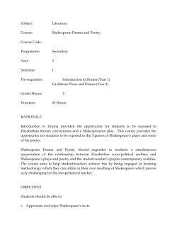 Subject: Literature Course: Shakespeare Drama and Poetry Course