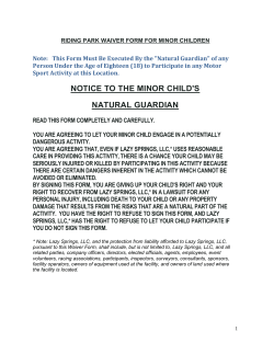 minor waivers - Lazy Springs Recreation Park